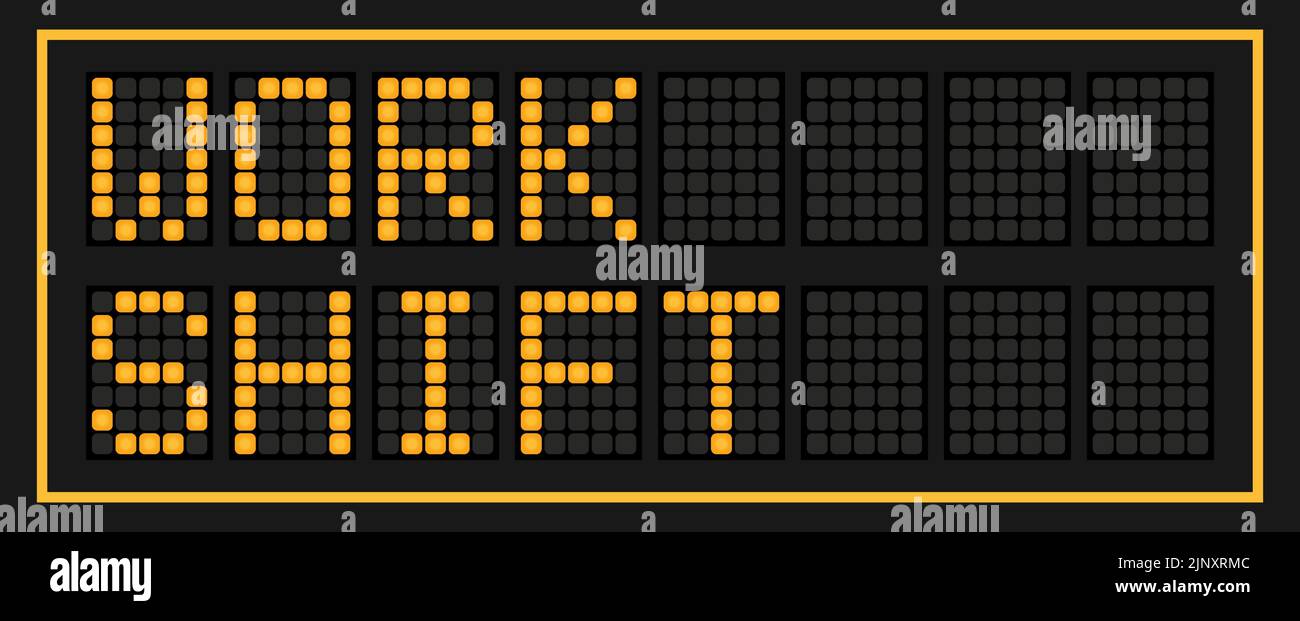 Orange color led banner in word work shift on black background Stock