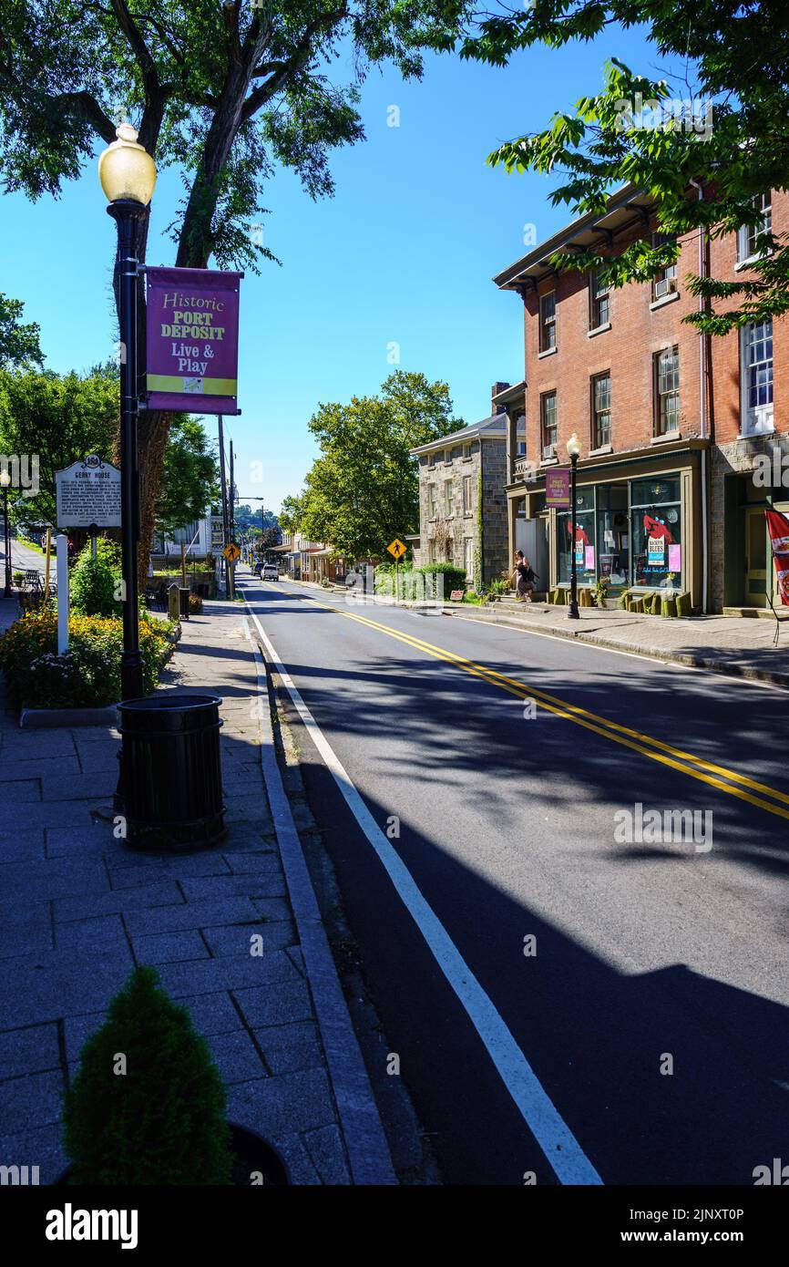 Port Deposit, MD, USA August 13, 2022 A street view of some of the