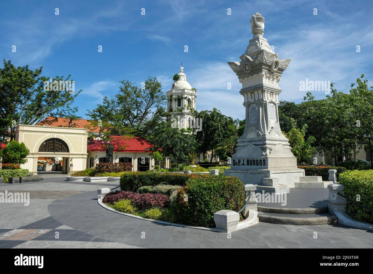 Vigan, Philippines - August 2022: Detail of Burgos square in Vigan on August 6, 2022 in Vigan, Luzon, Philippines. Stock Photo