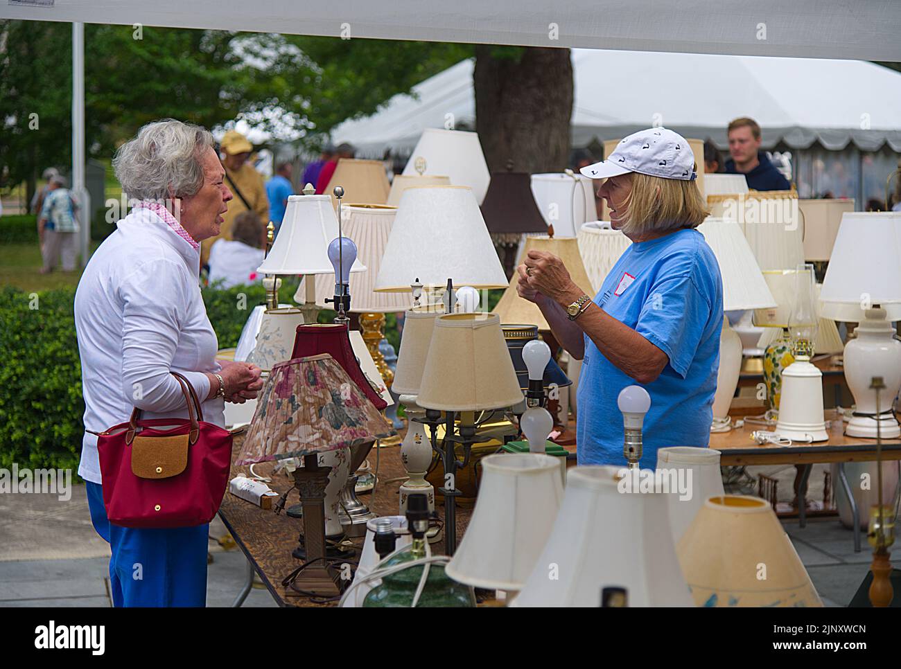 Selling at a church flea market in Dennis, Massachusetts on Cape Cod