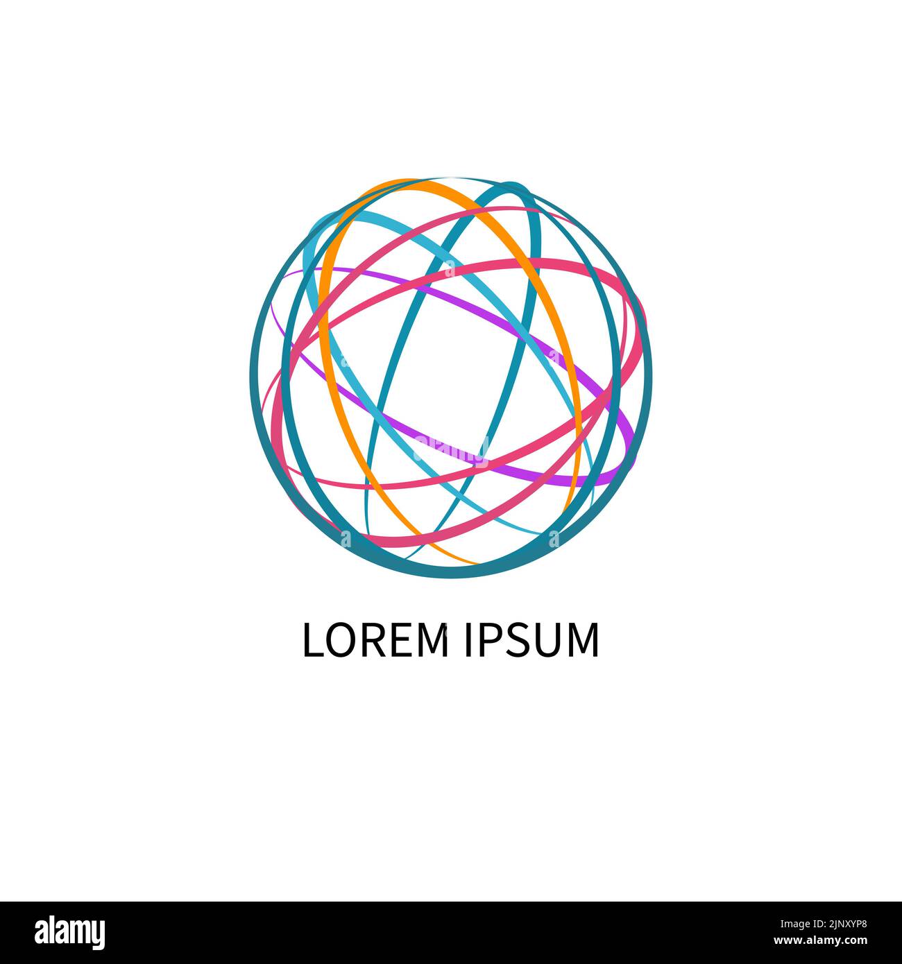 Networking logo, round abstract business icon. Communications logotype Stock Vector