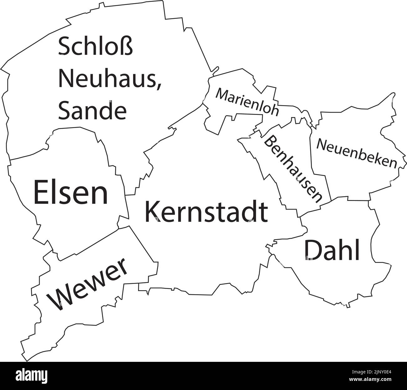White tagged districts map of PADERBORN, GERMANY Stock Vector Image & Art Alamy