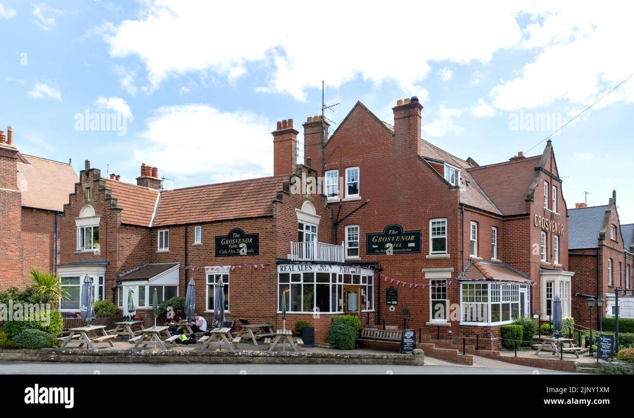 The Grosvenor Hotel, Station Road, Robin Hood's Bay, Whitby, North Yorkshire, England, UK Stock Photo