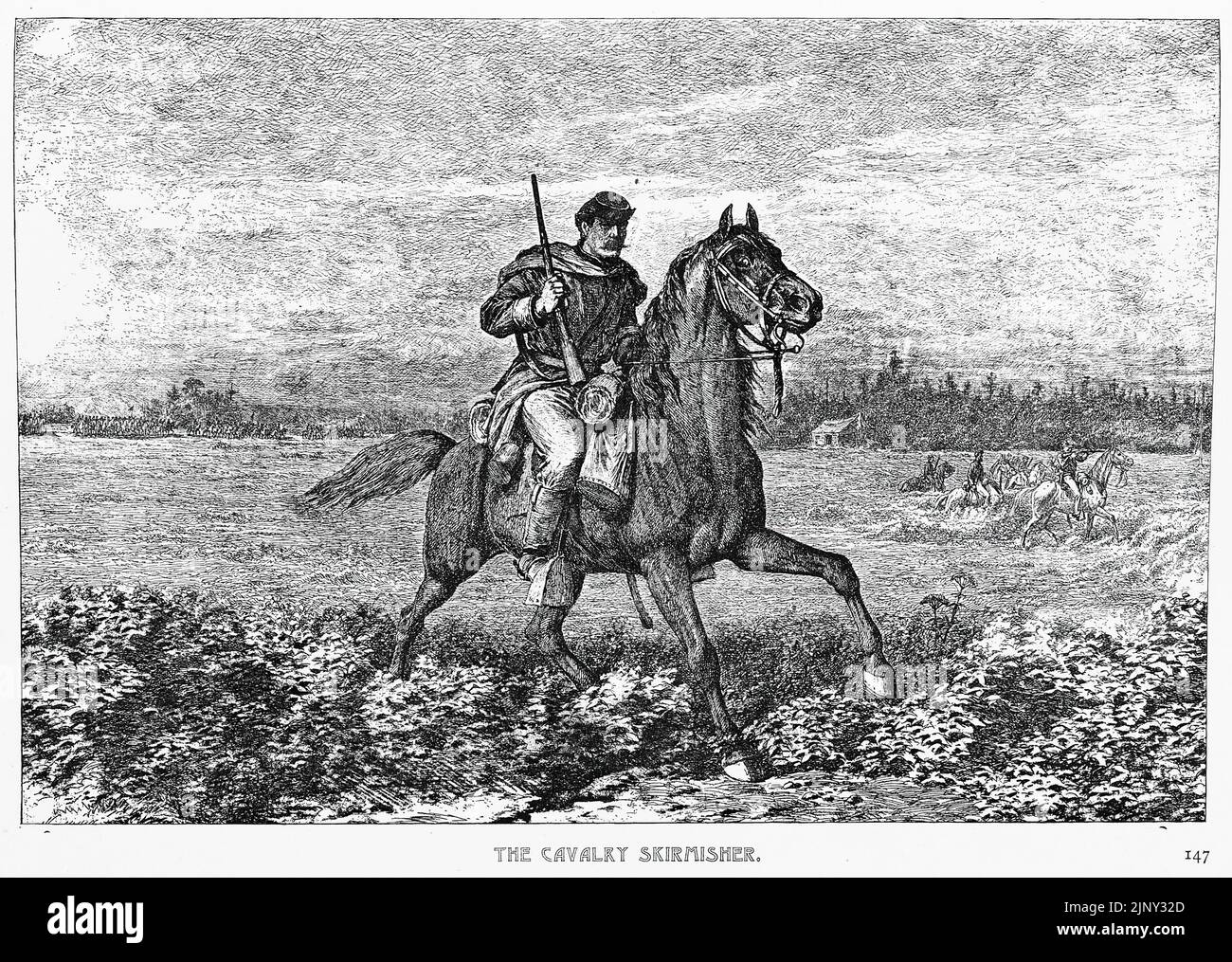 The Cavalry Skirmisher. Union Army. 19th century American Civil War illustration by Edwin Forbes Stock Photo