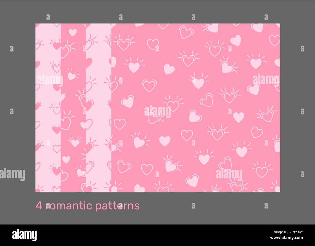 Pastel set of Heart and sweet pink pattern, for valentines day, Pattern Swatches, vector, Endless texture can be used for wallpaper, pattern fills Stock Vector