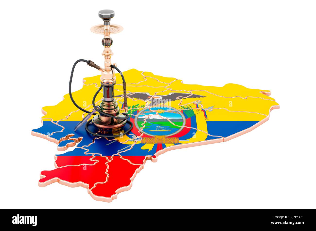 Hookan on Ecuadorian map, 3D rendering isolated on white background Stock Photo
