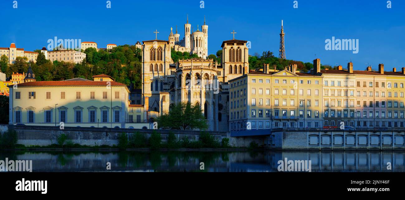 View of Saone river in the morning,  Lyon, France Stock Photo