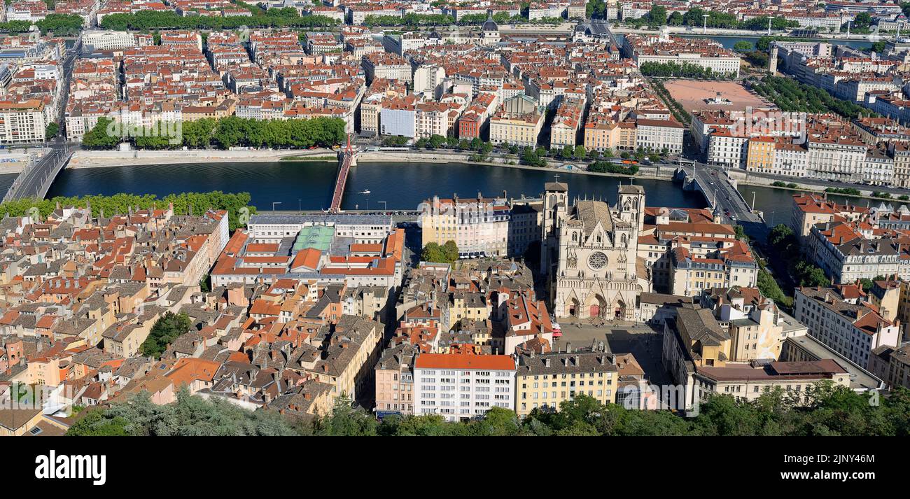 Aerial view of Lyon city, France Stock Photo