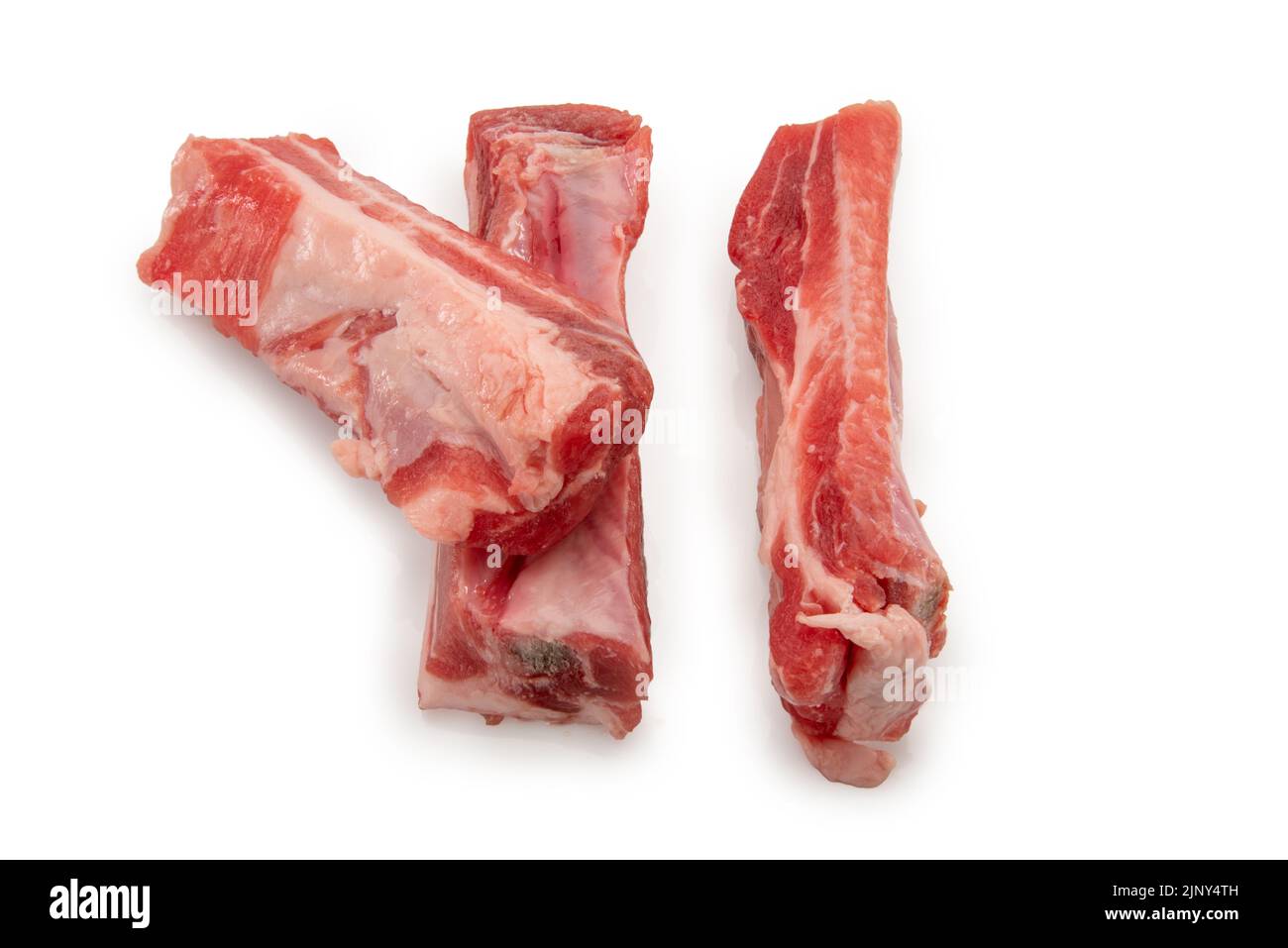 Raw pork ribs isolated on white, clipping path Stock Photo