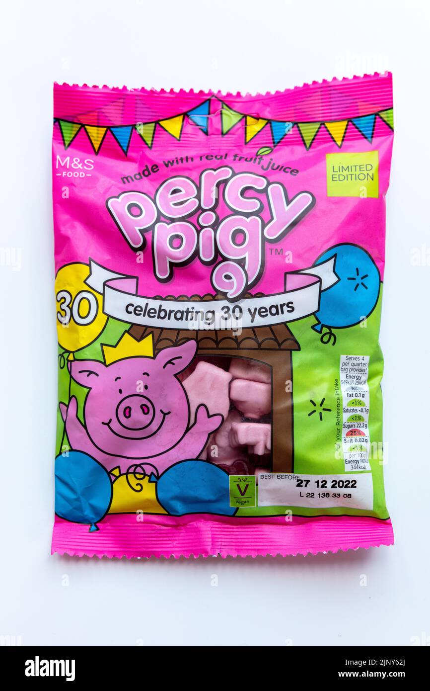 M&S Percy Pig 30th Birthday Fruit Gums Stock Photo
