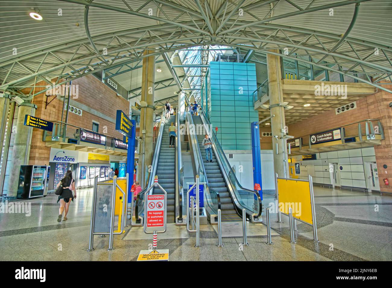 Manchester Airport Train and Tramway Station, Manchester, England. Stock Photo