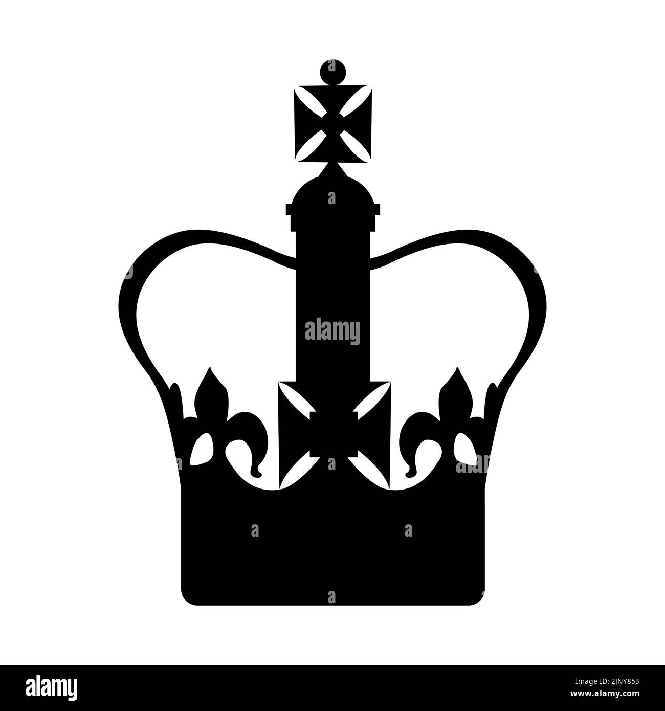Black silhouette of Imperial state crown of the UK. Vector illustration of Crown Jewels of the United Kingdom, symbol of the monarchy Stock Vector