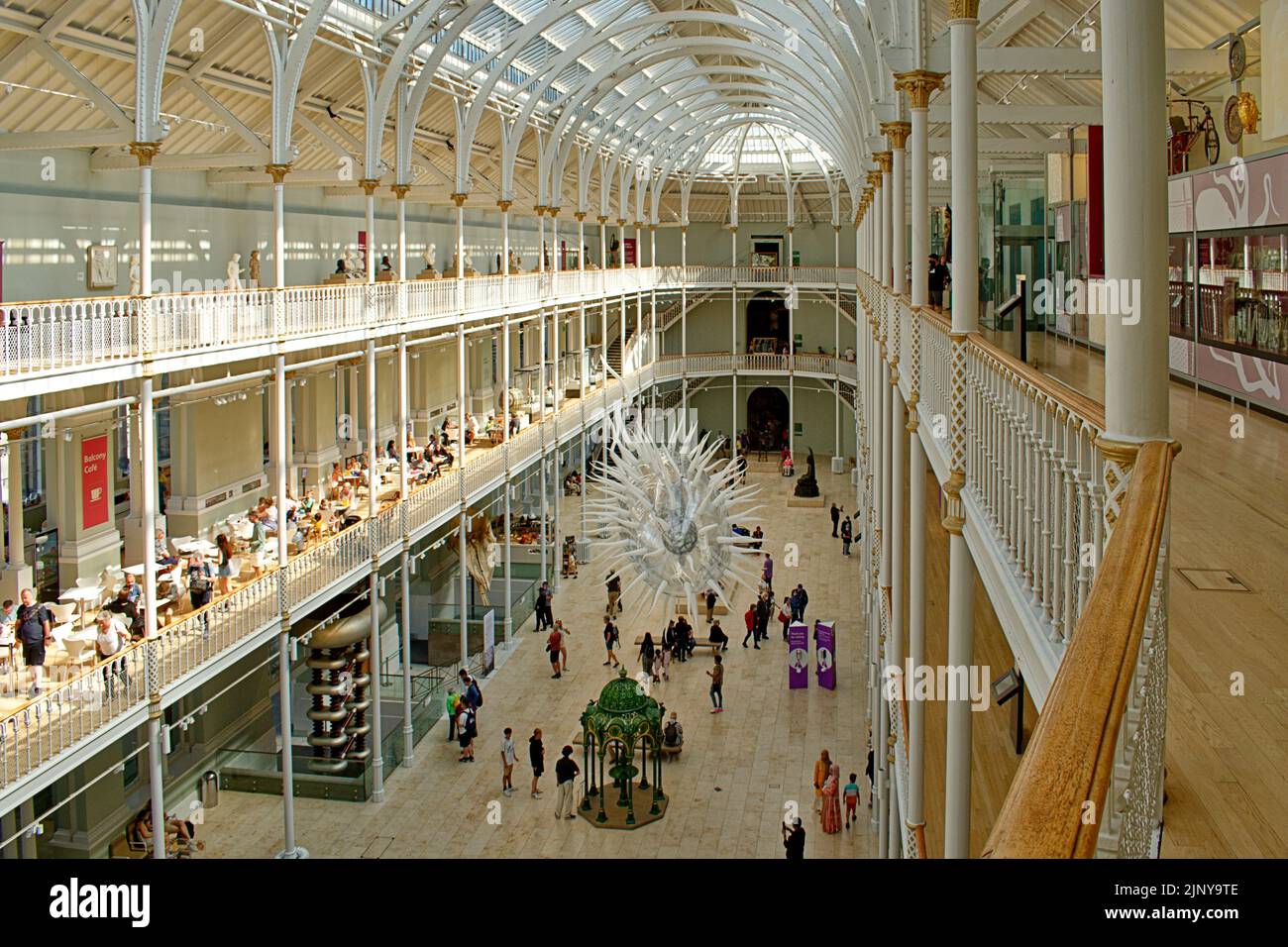 EDINBURGH CITY NATIONAL MUSEUM OF SCOTLAND THE 90 FEET GIANT REPLICA OF AN E COLI BACTERIA BY LUKE JERRAM Stock Photo