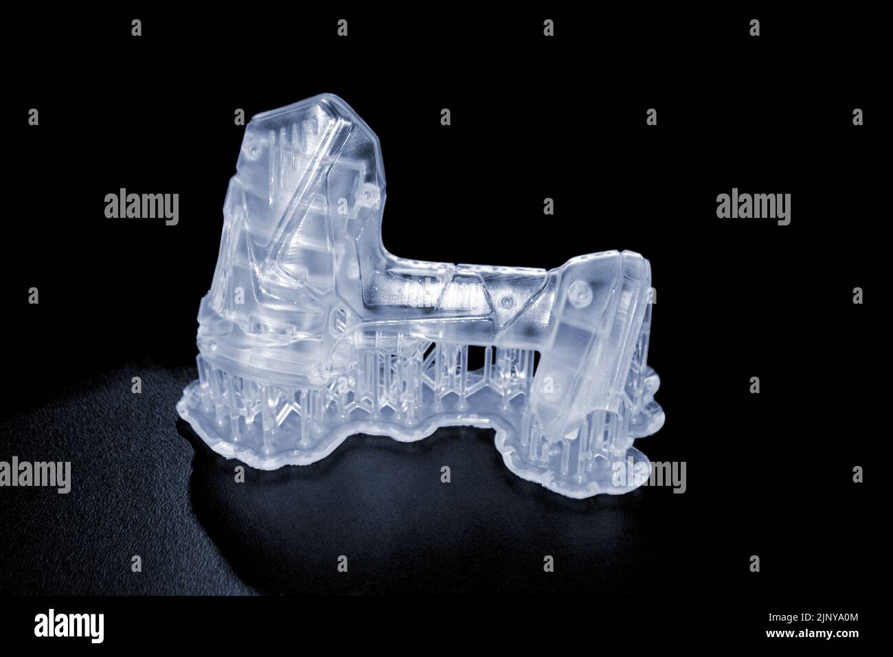Abstract model printed on 3d printer closeup. Object photopolymer