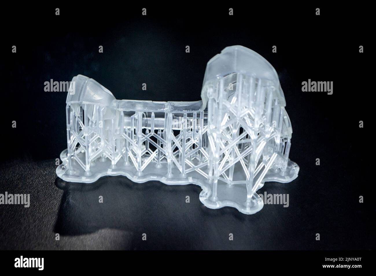 Abstract model printed on 3d printer closeup. Object photopolymer