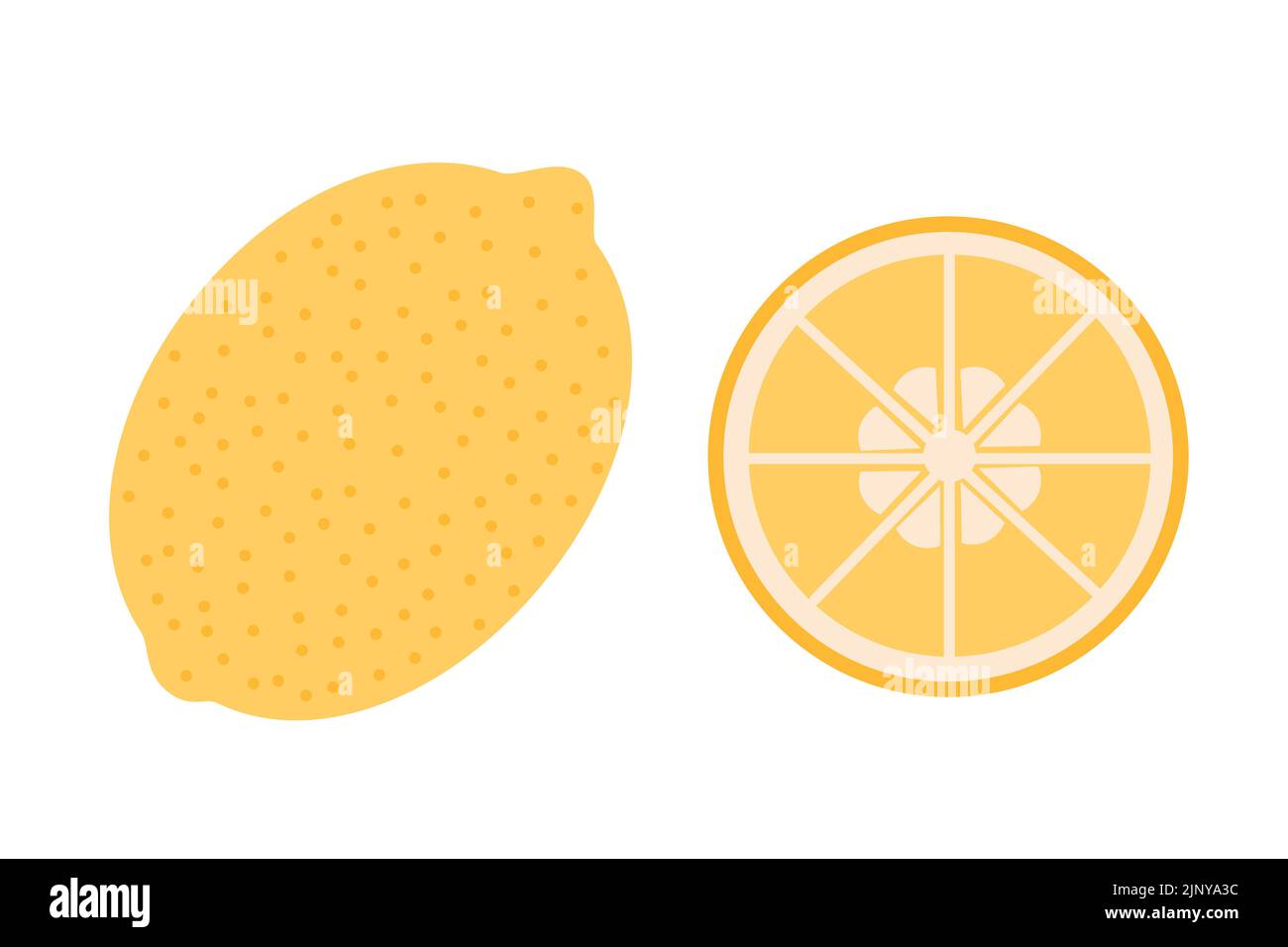 A whole lemon and a slice of lemon on an isolated white background ...