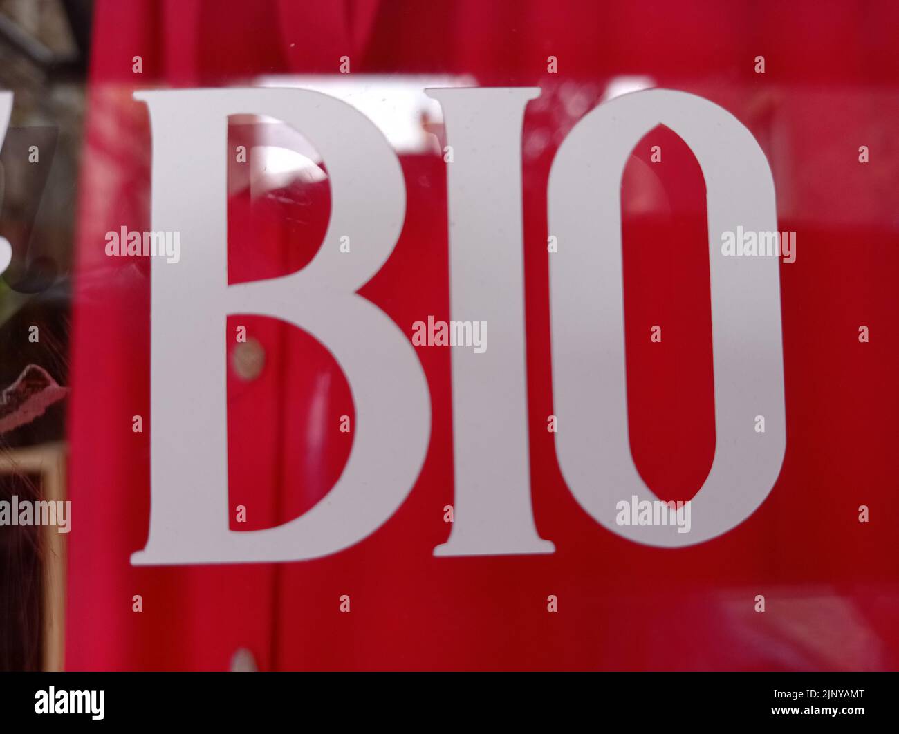 Une plaque publicitaire BIO , France Stock Photo Alamy