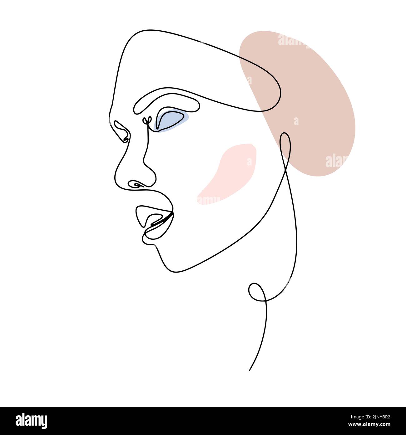 One line face. Linear sketch woman face. Female portrait vector hand ...