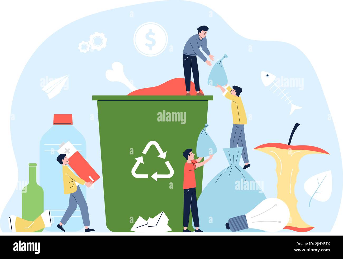 Garbage recycling concept. Waste world pollution and cleaning metaphor