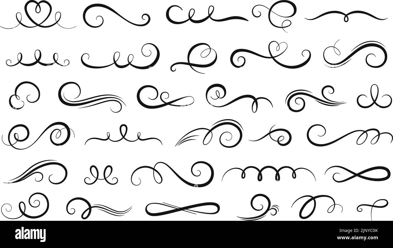Calligraphic swirls dividers and outline swashes borders. Ornament ...