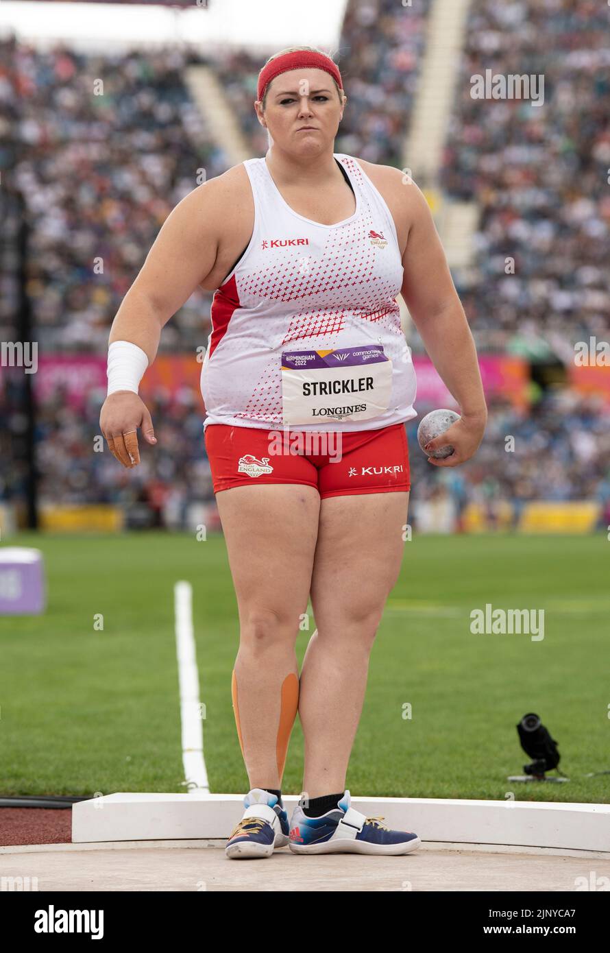 Amelia Strickler of England competing in the women’s shot put heats at