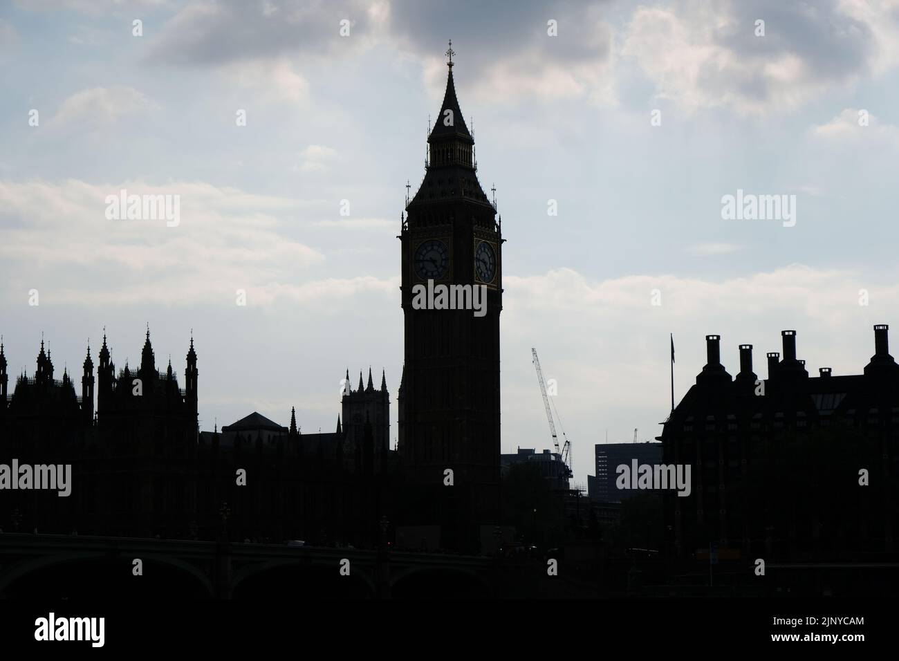 Silhouette of BigBen in London Stock Photo