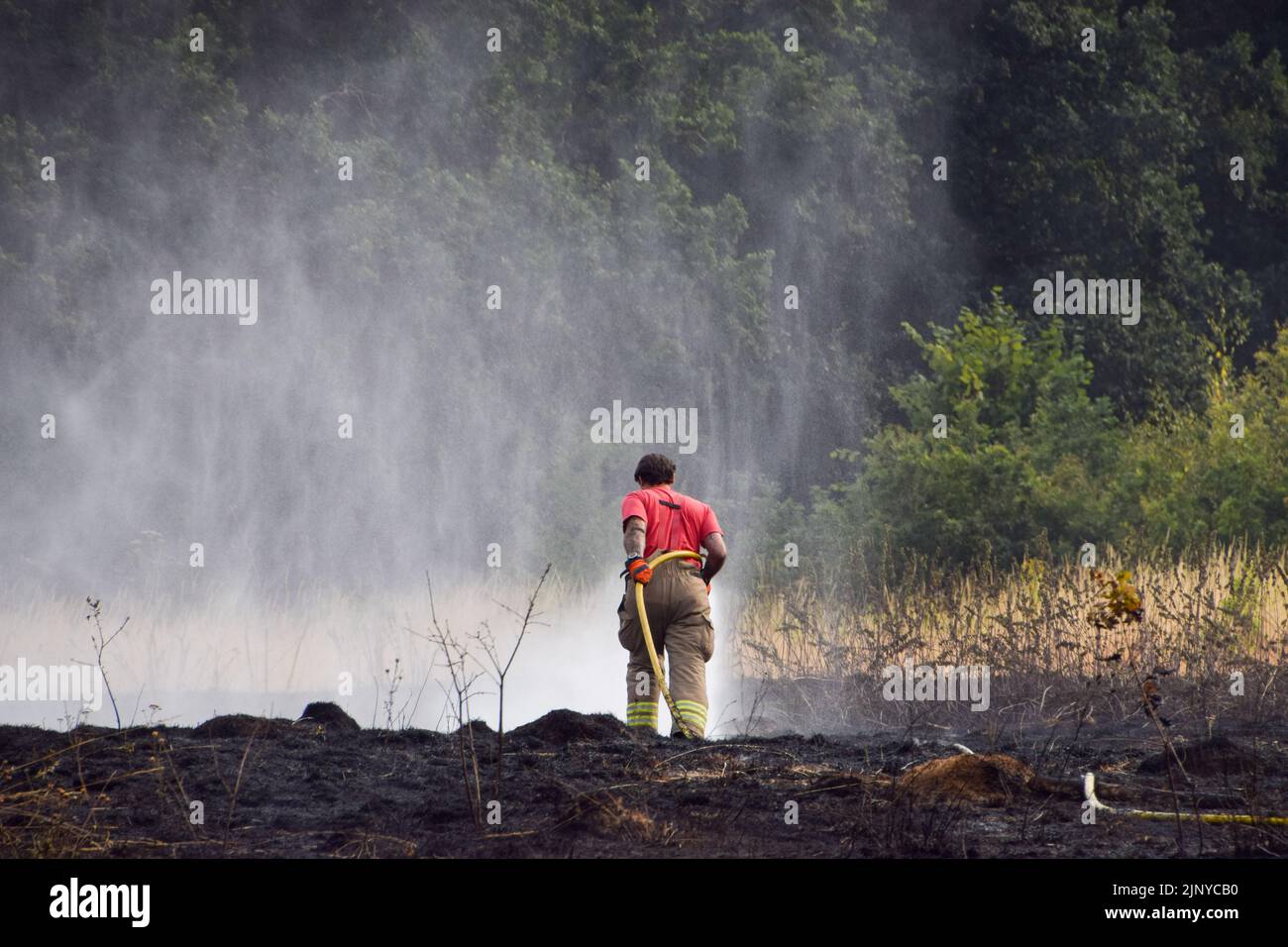 London, UK. 14th August 2022. London Fire Brigade on the scene of a