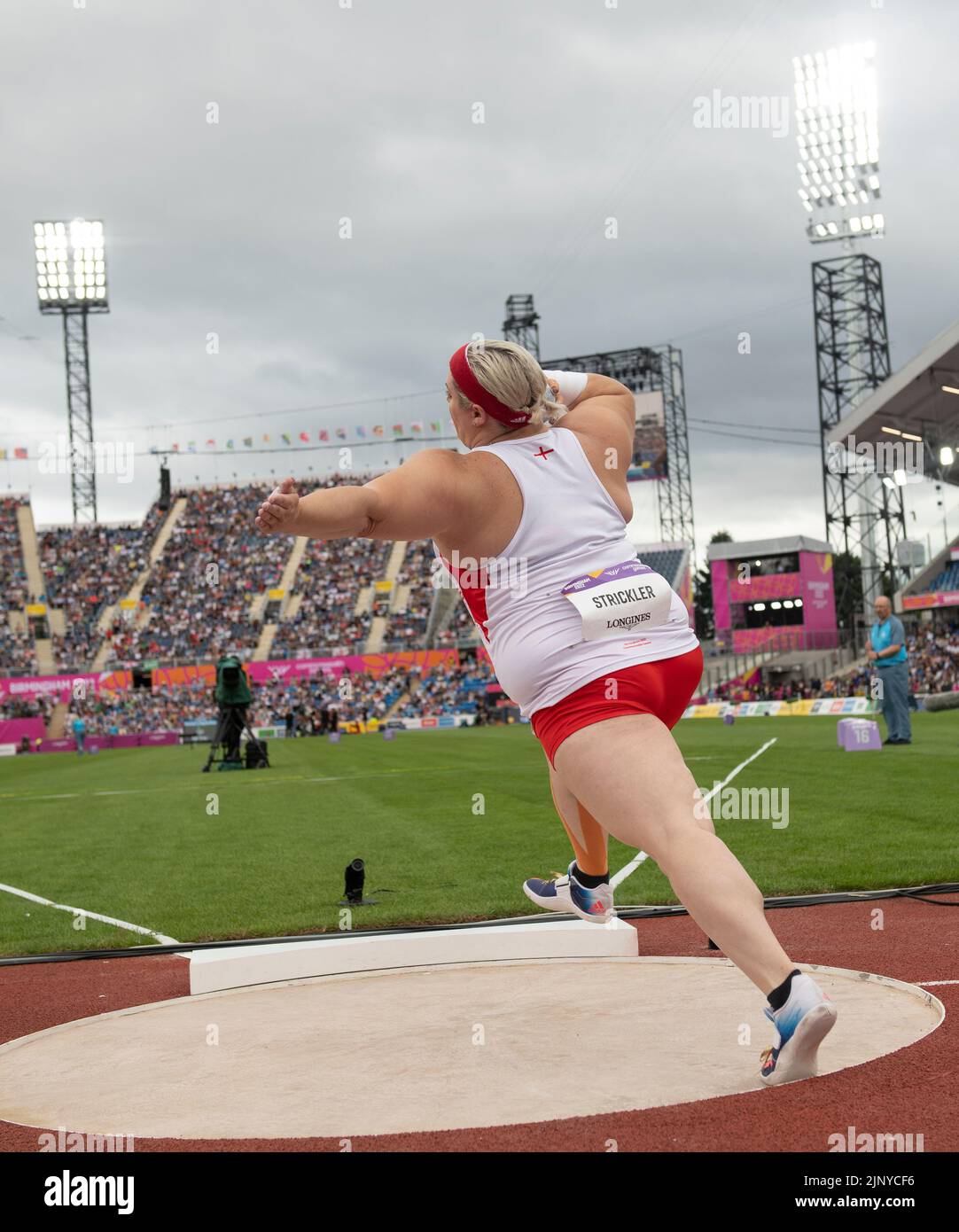 Amelia Strickler of England competing in the women’s shot put heats at the Commonwealth Games at
