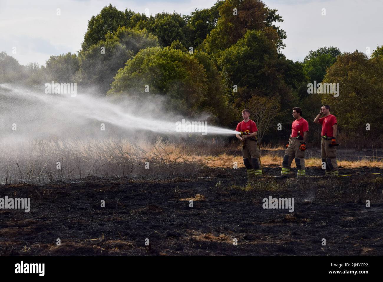 London, UK. 14th August 2022. London Fire Brigade on the scene of a