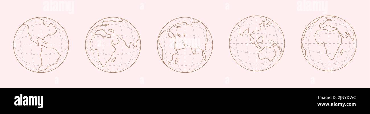 Set of earth icons in linear style for printing and design. Vector ...