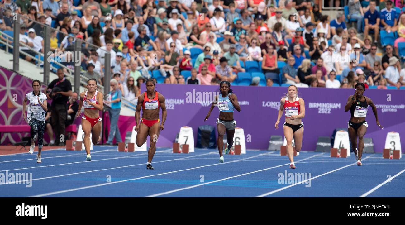 Hannah Brier of Wales competing in the women’s 100m heats at the ...