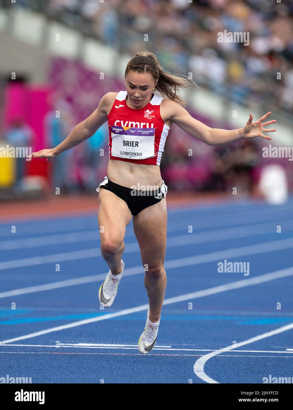 Hannah Brier of Wales competing in the women’s 100m heats at the ...