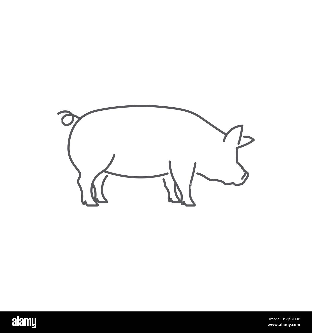 Pig pictogram icon vector. Vector linear illustration of pig silhouette. pork vector icon. Vector illustration. pig line art Stock Vector