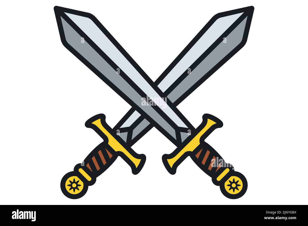 Crossed swords vector flat icon. Isolated swords emoji illustration Stock  Vector