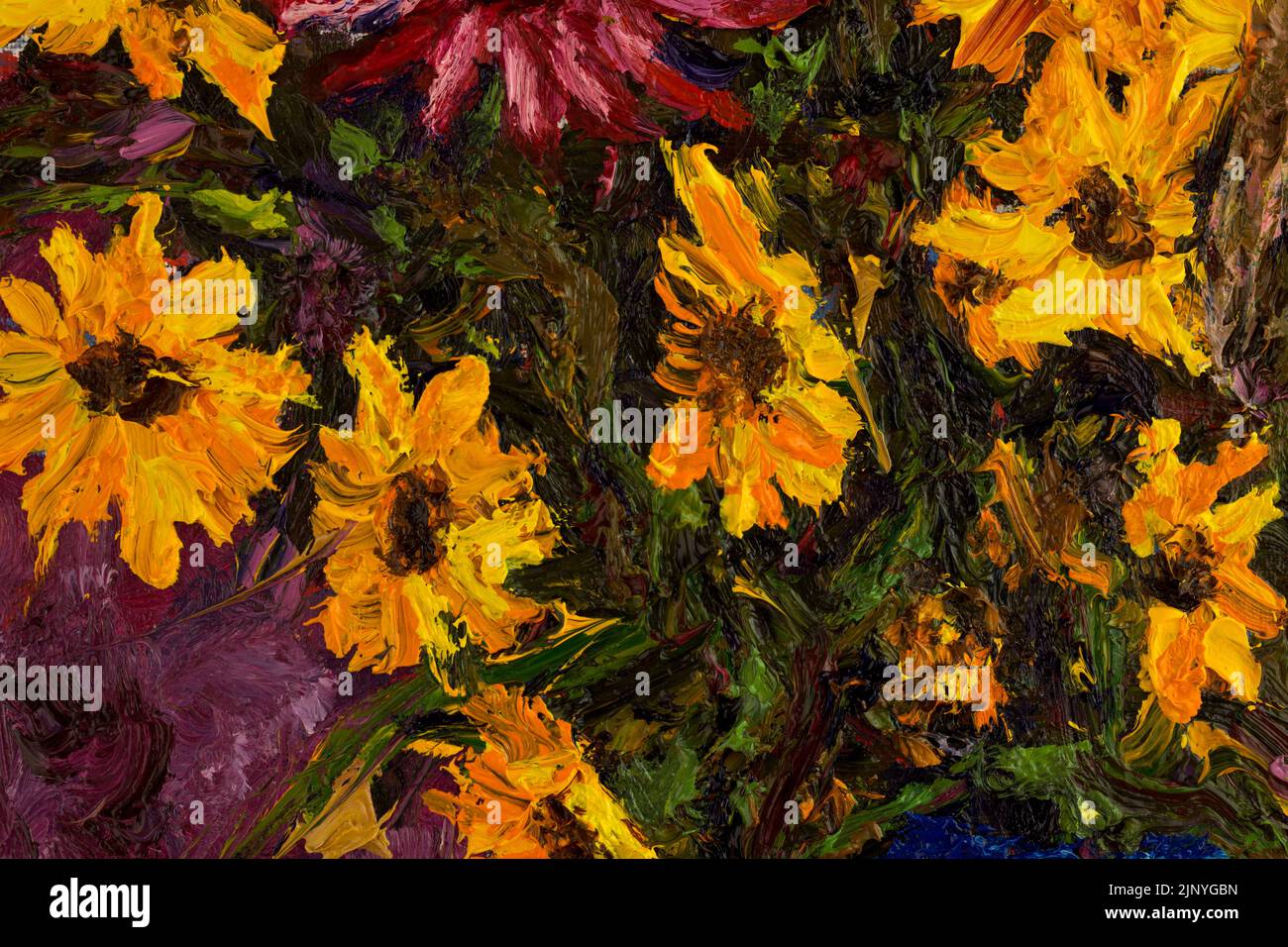 Flowers in a Vase Original oil painting on canvas. A bouquet of wild ...