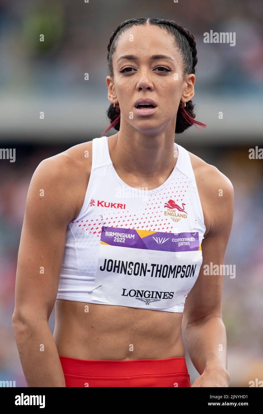 Katarina JohnsonThompson of England competing in the women’s high jump heptathlon at the