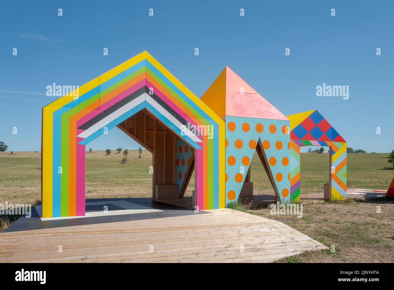 A site specific art installation by artist Morag Myerscough at Compton Verney, Warwickshire, UK. Stock Photo