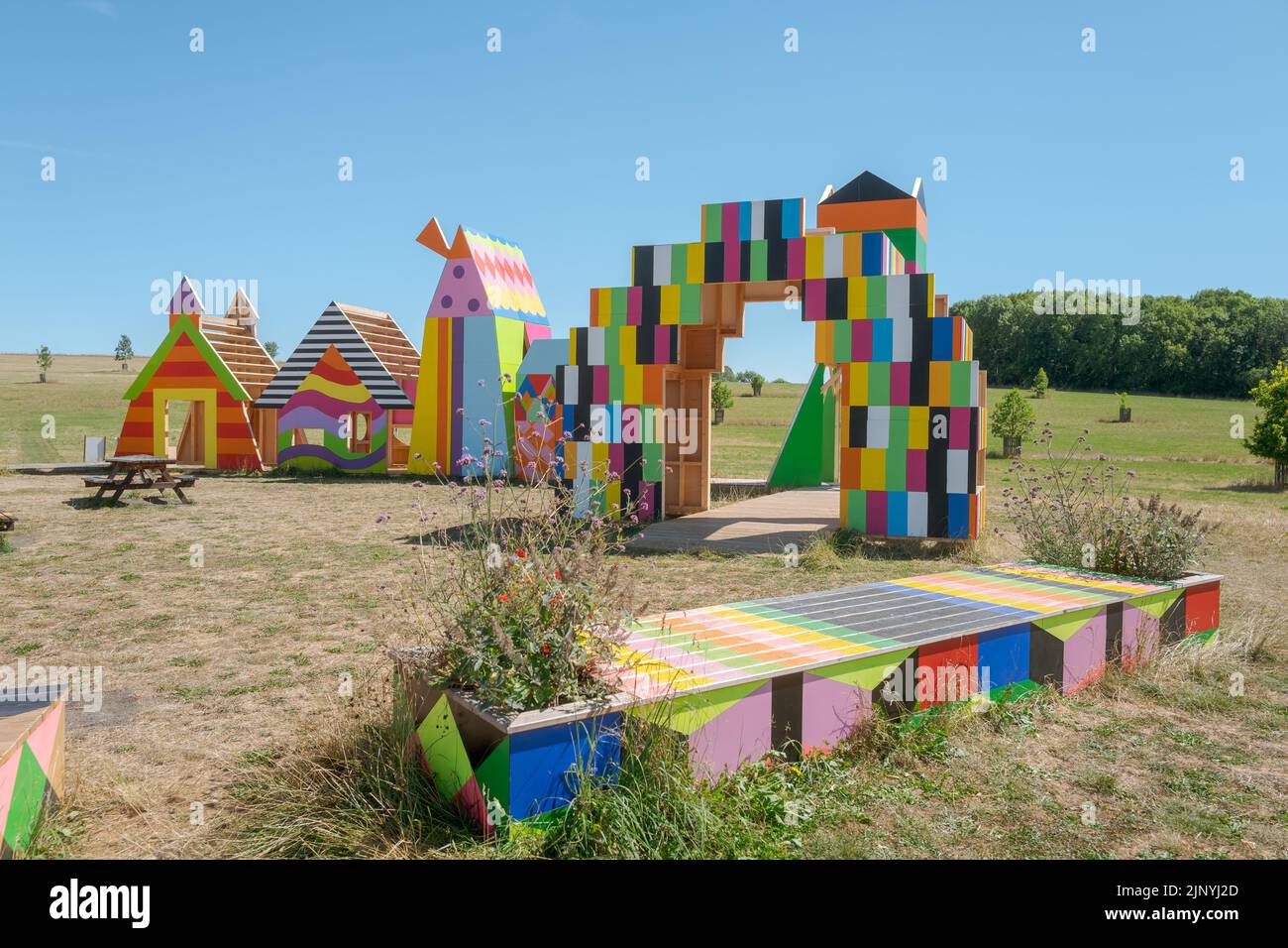 A site specific art installation by artist Morag Myerscough at Compton Verney, Warwickshire, UK. Stock Photo