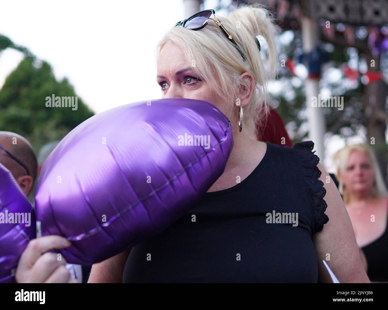 Hollie Dance attends a vigil at Priory Park in Southend-on-Sea, in memory of her son Archie Battersbee who died in hospital after weeks of legal battles. Picture date: Sunday August 14, 2022. Stock Photo