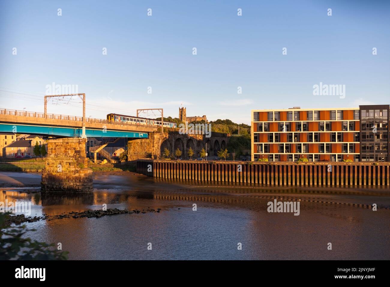 Northern rail class 156 sprinter train crossing Carlisle Bridge