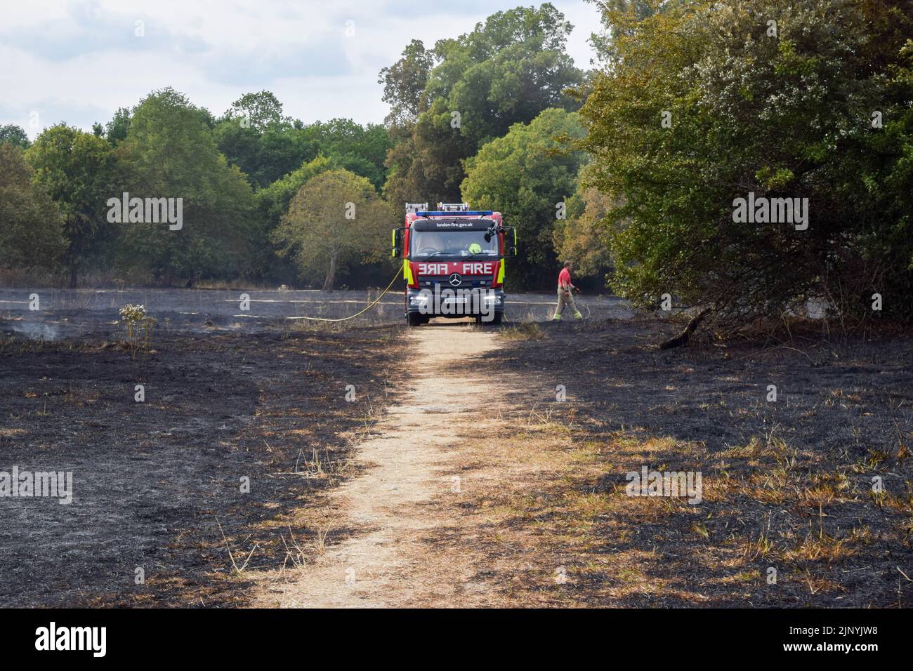 London, UK. 14th August 2022. London Fire Brigade on the scene of a