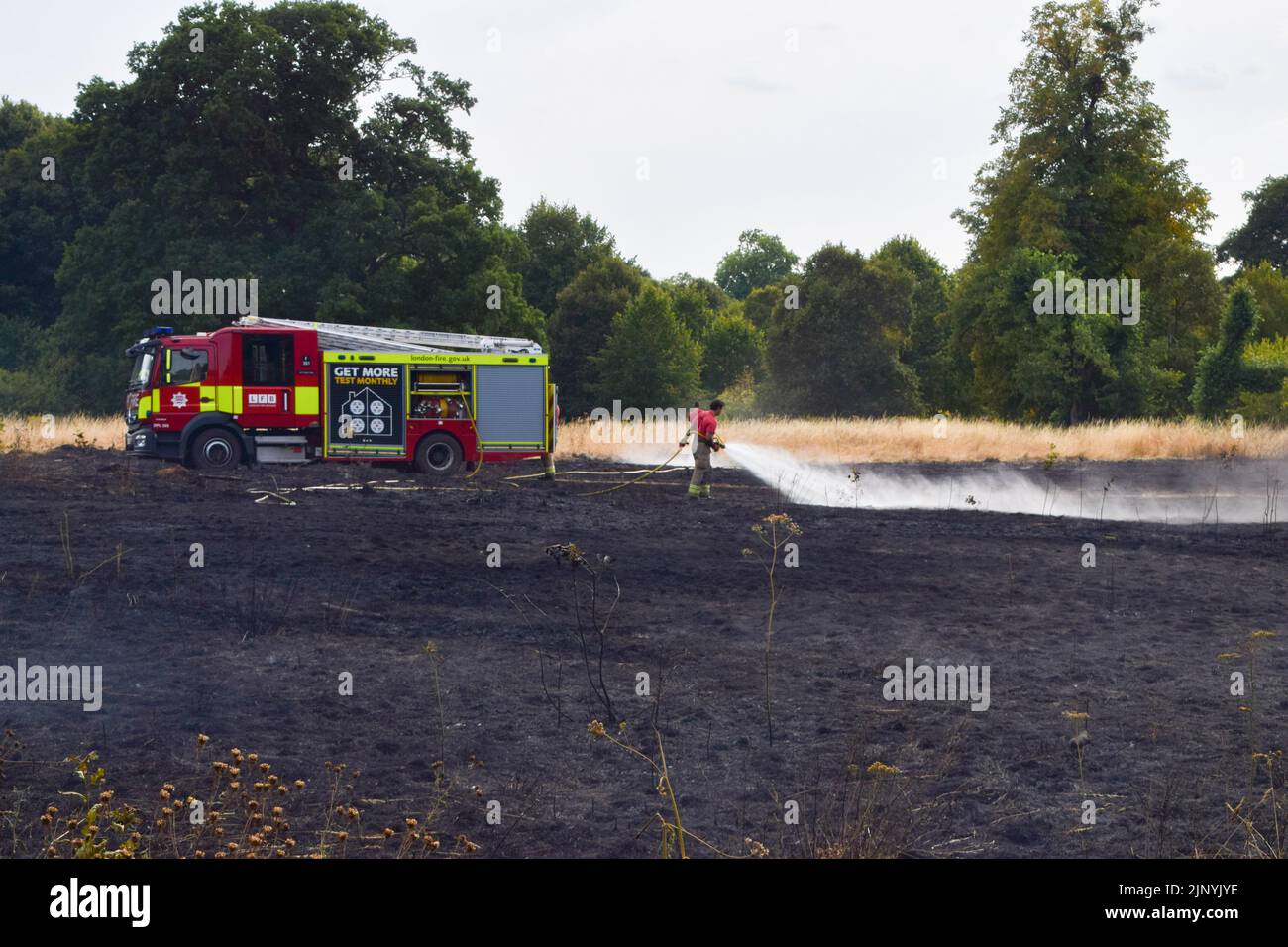 London, UK. 14th August 2022. London Fire Brigade on the scene of a