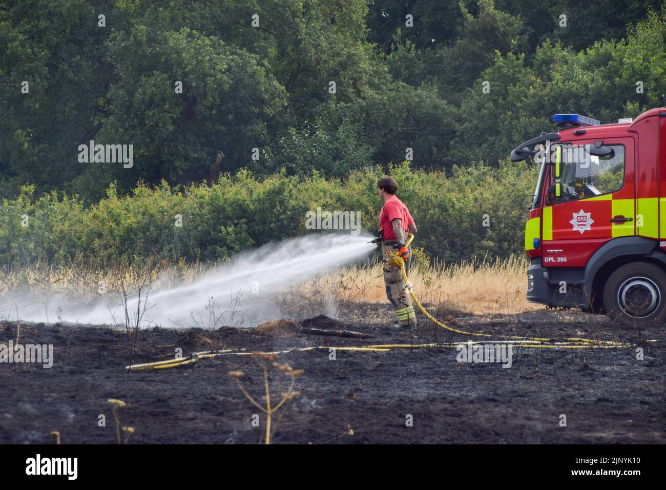 London, UK. 14th August 2022. London Fire Brigade on the scene of a