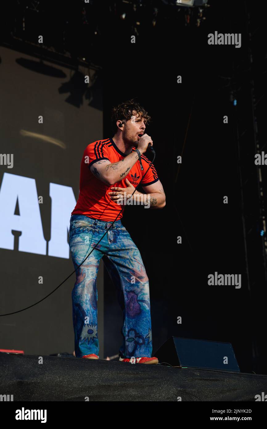 Newquay, Cornwall, UK. 14th August, 2022. Tom Grennan performing on ...