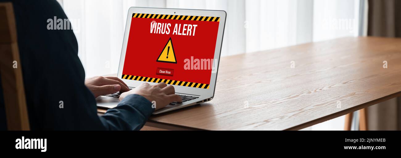 Virus warning alert on computer screen detected modish cyber threat ...