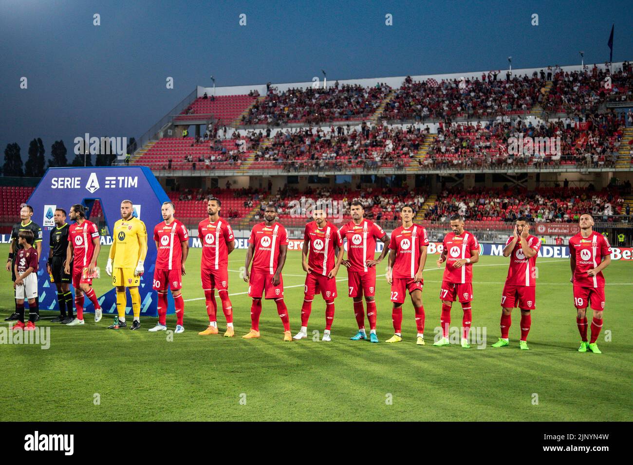 Monza, Italy. 13th Aug, 2022. Italian SerieA Football Championship 2022-23. Monza VS Torino 1-2. Players of Monza at the begin of the match. Credit: SPP Sport Press Photo. /Alamy Live News Stock Photo