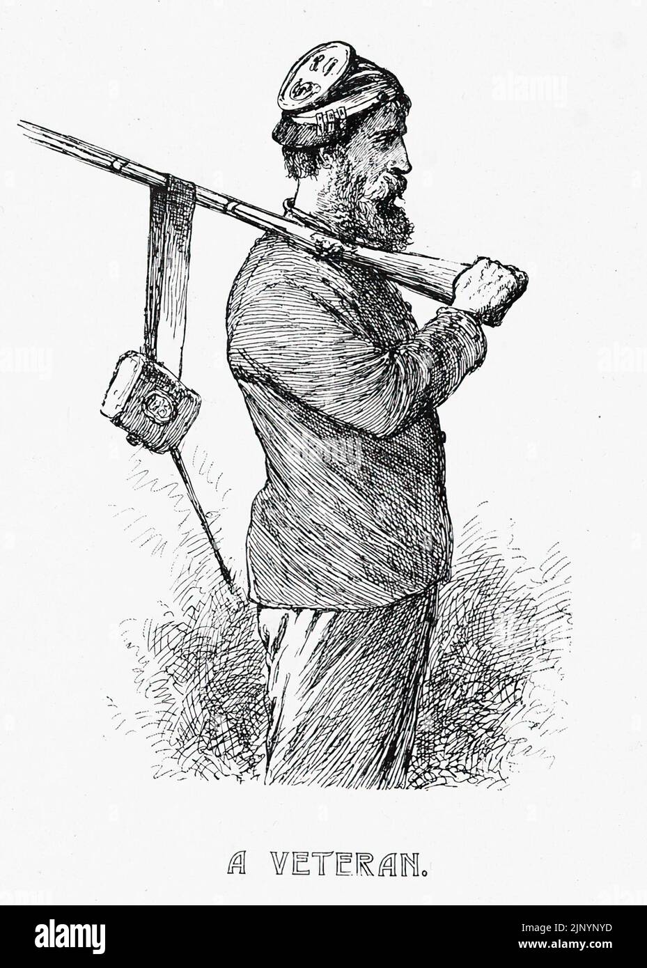 A Veteran. Union Army scout. 19th century American Civil War illustration by Edwin Forbes Stock Photo