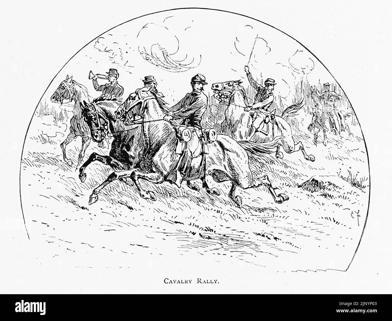 Cavalry Rally. Union Army. 19th century American Civil War illustration ...