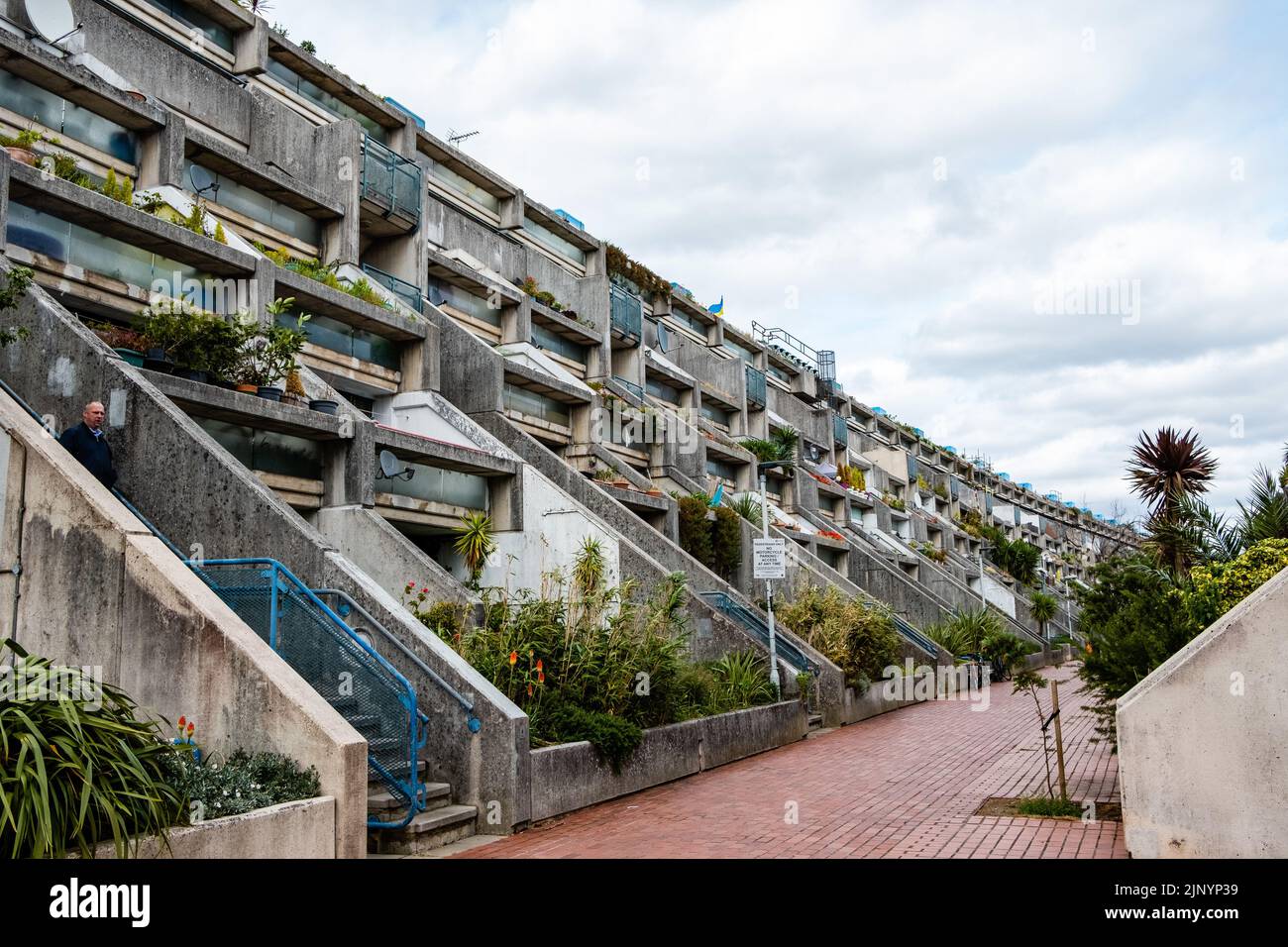 London, UK. 26th May, 2022. Brutalist residential units on the Alexandra & Ainsworth Estate in St Johns Wood are pictured from the rear. The iconic Al Stock Photo