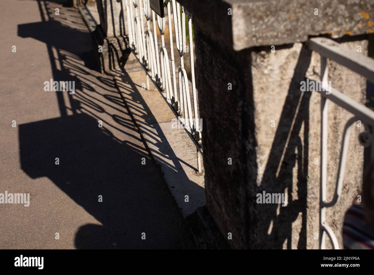 Shadows from trees on a plastered wall Stock Photo